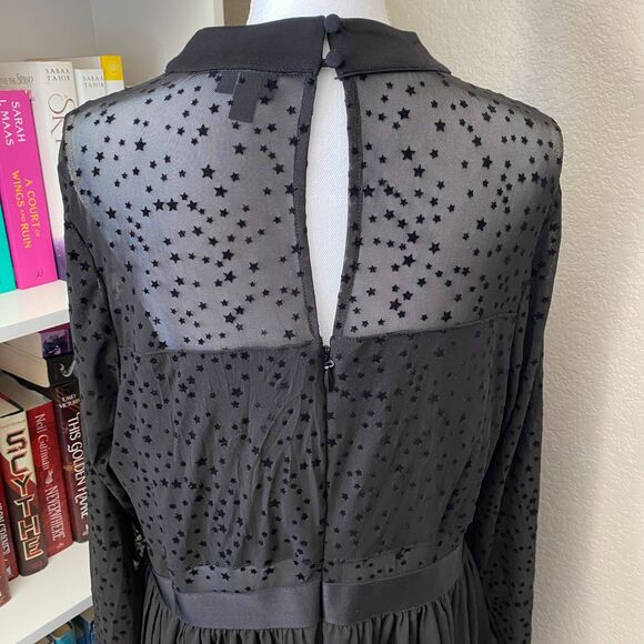 TORRID Black Flocked Star Mock Neck Midi Dress Size 18 - Picture 9 of 12